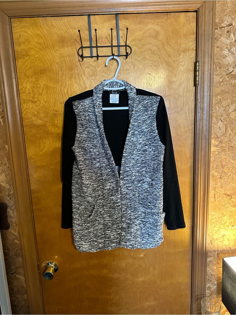Bali Black and Marled Gray Open-Front Sweater Cardigan